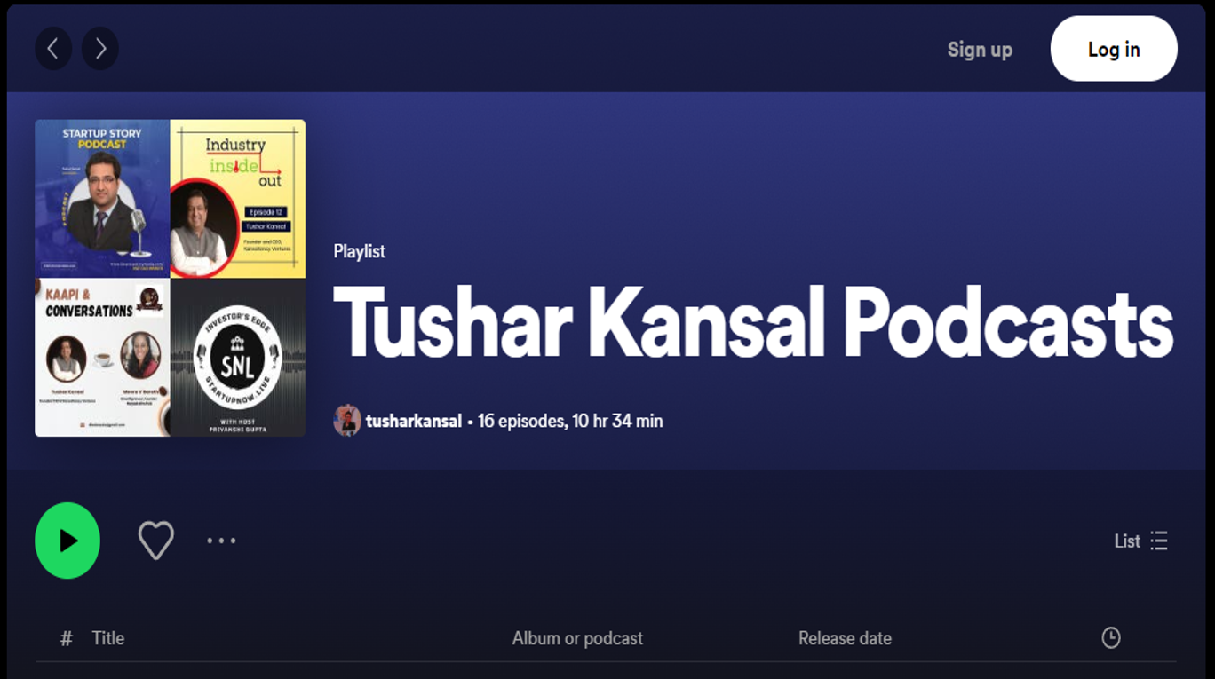 Podcasts Spotify Tushar Kansal